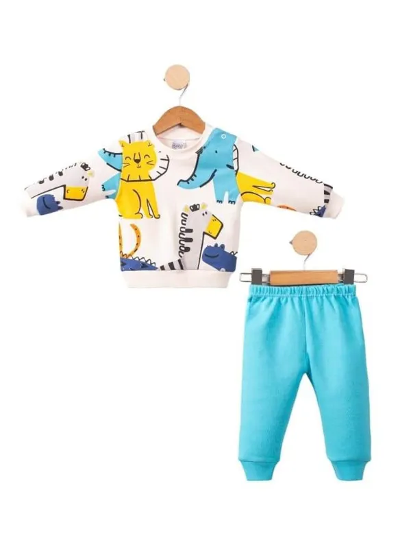 Baby boy's tracksuit, zoo print, 100% cotton