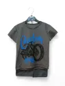 Summer outfit for boys, motorcycle print, gray