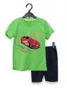 Boys' summer suit, car print, SUPERIOR text, green Boys' summer suit, car print, SUPERIOR text, green