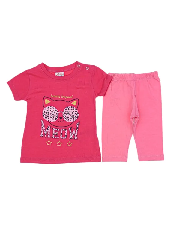 Compleu de vara pentru bebe fetite, model cat