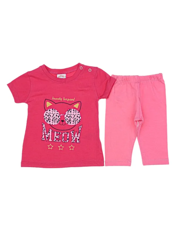 Compleu de vara pentru bebe fetite, model cat