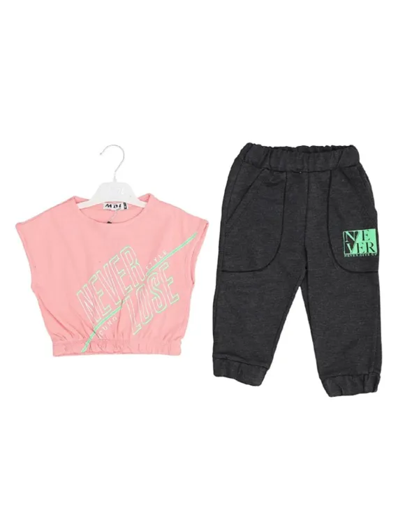 Girls' summer outfit, Crop Top, cotton, pink color