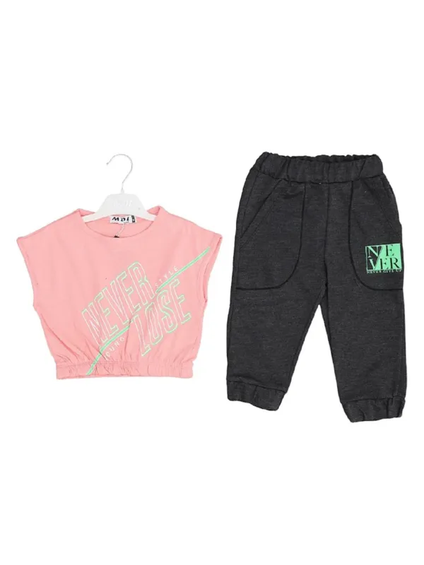 Girls' summer outfit, Crop Top, cotton, pink color