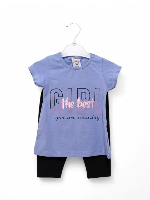 Girls' summer outfit, cotton, Best Girl print, purple Girls' summer outfit, cotton, Best Girl print, purple