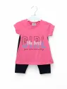 Girls' summer outfit, Best Girl print, cotton, pink