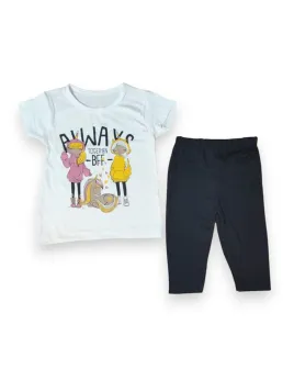 Compleu de vara pentru fetite, model Best Friends, bumbac