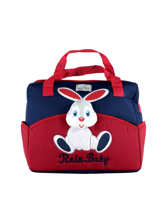 Maternity Bag - Bunny Pattern, Red/Light Navy Color