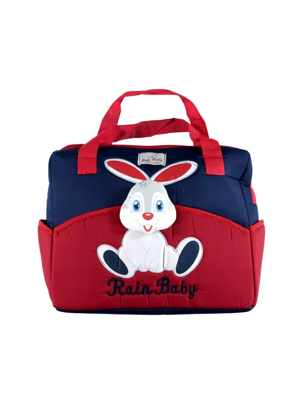 Maternity Bag - Bunny Pattern, Red/Light Navy Color