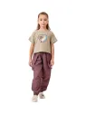 Girls' summer outfit - suspender pants, khaki/brown | MiniStyle®