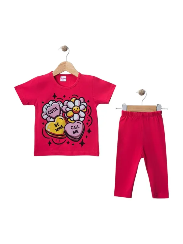 Girls' summer outfit, HEARTS & FLOWERS, cyclamen | MiniStyle® - Children's fashion