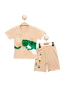 Boys' summer outfit, Dinosaur mascot, beige