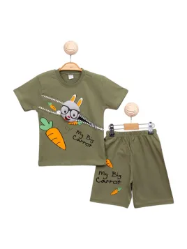Boys' summer outfit RABBIT MASCOT, khaki