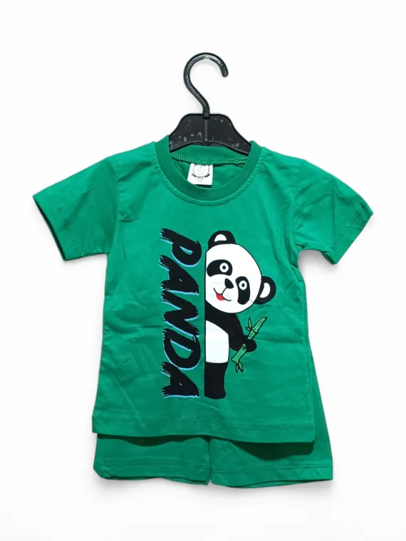 Boys' summer outfit PANDA green | MiniStyle - Give style to your little ones