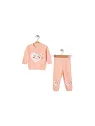 Ribbed cotton outfit for girls, with a heart