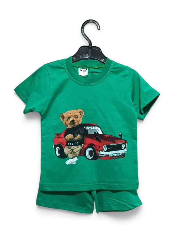 Compleu vara baieti, imprimeu URS SPEED, verde