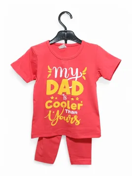 Girls' summer outfit, MY DAD IS COOLER print, orange - MiniStyle