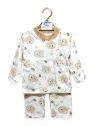 Children's pajamas, cotton, teddy bear print, brown