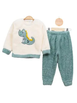Cocolino boy's tracksuit with dinosaur print, green