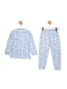 Pijama baieti, bluza capse, imprimeu iepurasi, albastru