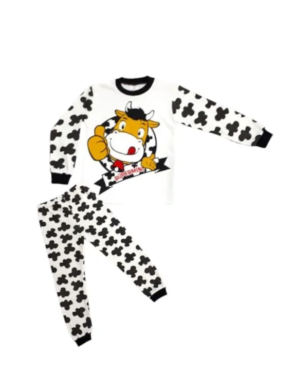 Children's pajamas, with VACUTA print, black/white