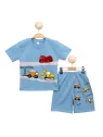 Boys' summer outfit, CAR MASCOTA print, blue