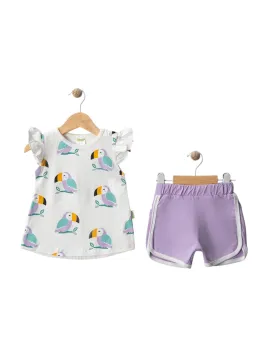Summer outfit for baby girls, DODO print, purple