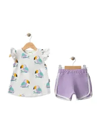 Compleu vara bebe fetite, imprimeu DODO, mov