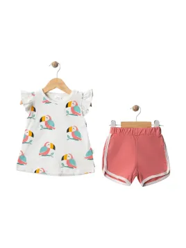Summer outfit for baby girls, DODO print, pink