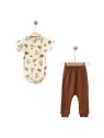 Set BODY si pantalonasi, imprimeuuri dragute, bej/maro