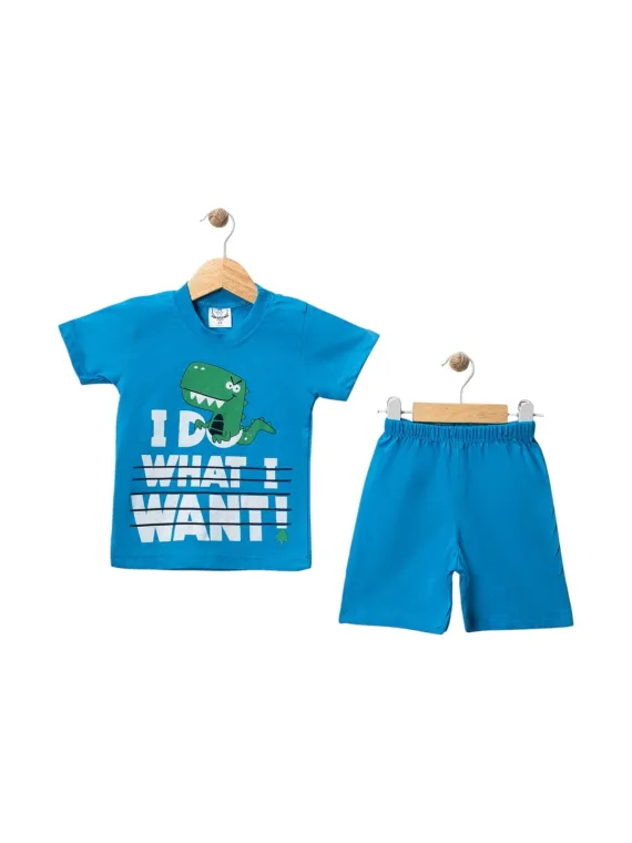 Boys' summer outfit, I DO WHAT I WANT print, blue
