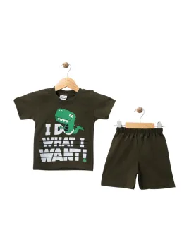 Boys' summer outfit, I DO WHAT I WANT print, khaki