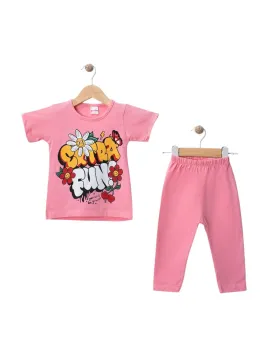 Girls' summer outfit, EXTRA FUN print, pink
