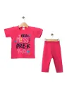 Girls' summer outfit, MISS PRETTY print, cyclam