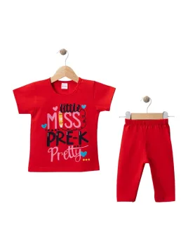 Girls' summer outfit, MISS PRETTY print, red
