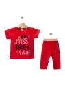 Girls' summer outfit, MISS PRETTY print, red