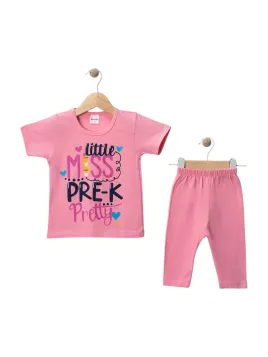 Girls' summer outfit, MISS PRETTY print, pink