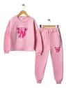 Trening vatuit fete din bumbac cu imprimeu WOW Flowers, roz