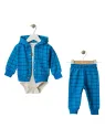 Baby boy set, 3 pieces, Checkered pattern, blue