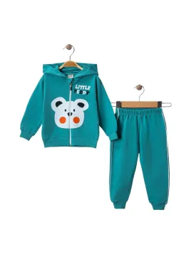 Trening bebelusi, hanorac cu gluga si fermoar, Little Teddy
