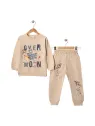 Trening baieti, bumbac, OVER THE MOON, bej