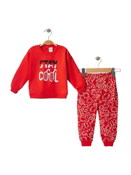 Baby girls' tracksuit, cotton, STAY COOL, red