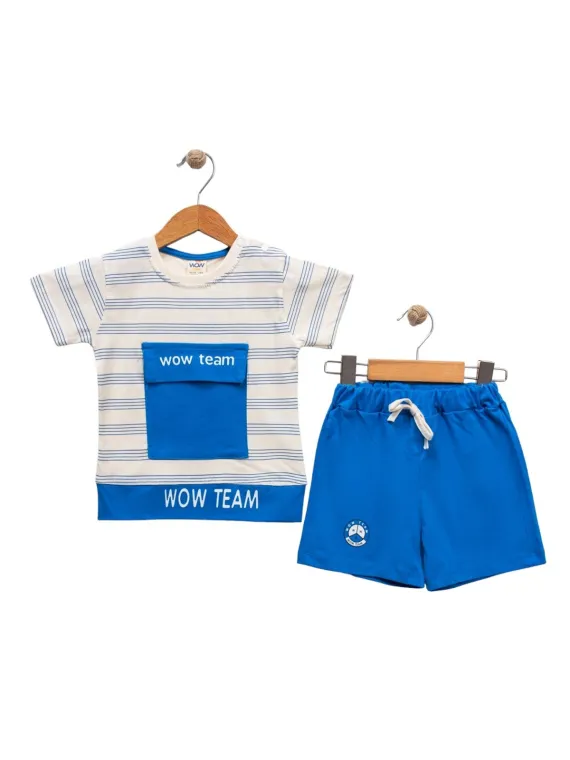 Compleu vara bebe baieti – tricou buzunar si pantaloni