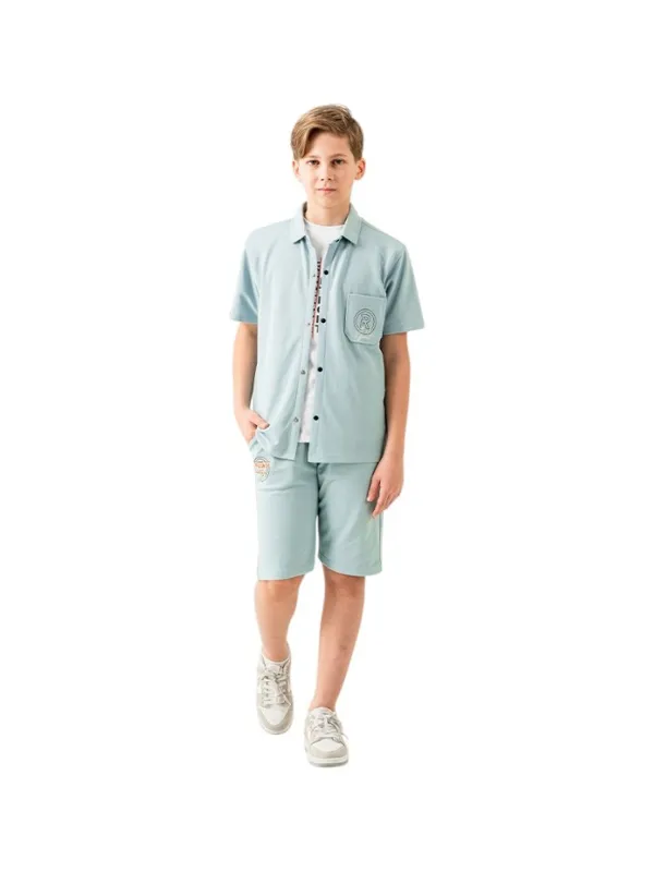 Set elegant vara baieti – camasa si pantaloni verzi