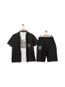 Set vara baieti, camasa, tricou si pantaloni scurti, negru
