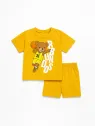 Boys' summer outfit, BASKET BEAR print, yellow - MiniStyle®