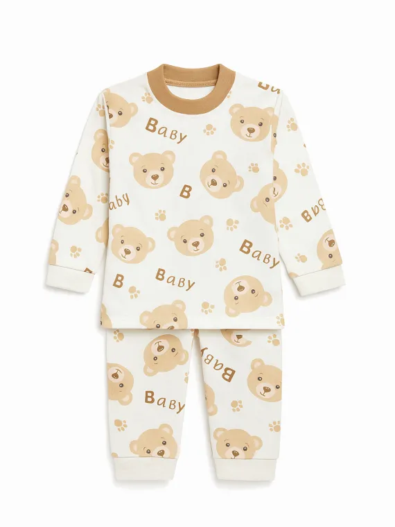 Pijamale copii, din bumbac-ministyle-bej