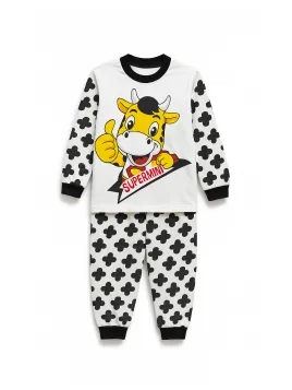 Children's pajamas, with VACUTA print, black/white