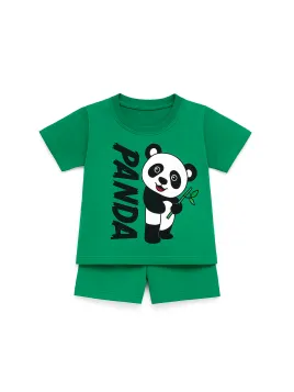 Boys' summer outfit PANDA green | MiniStyle - Give style to your little ones