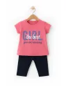 Girls' summer outfit, Best Girl print, cotton, pink