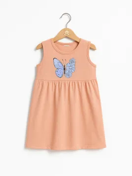 Pink summer dress for little girls with butterflies